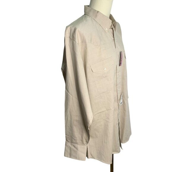 Panhandle Slim Button Down Western Shirt XL Beige Camel Long Sleeve One Point - Picture 5 of 6